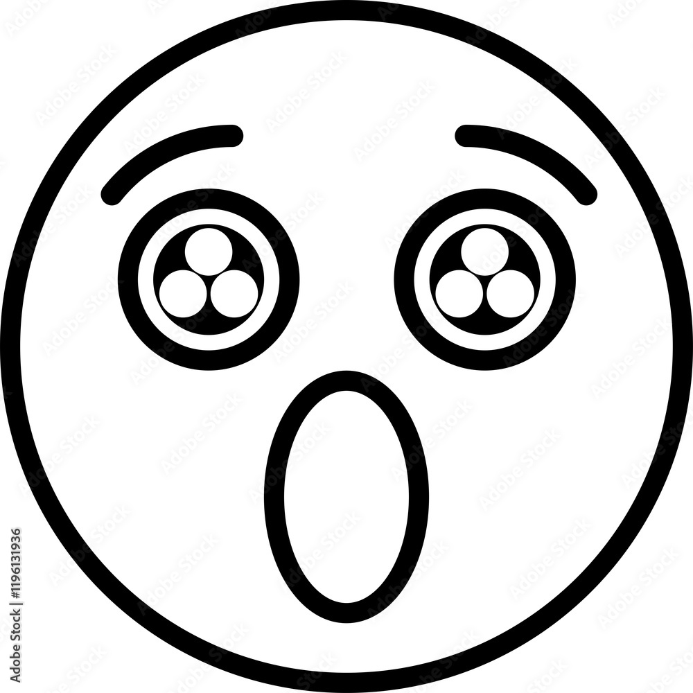 Set of outline emoji-Surprised Face Icon