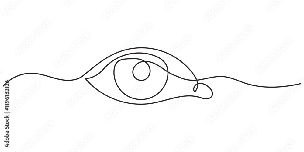 Obraz premium One continuous line drawing of human eye.Single line art of human eye sign vector. concept of eye logo, eye sign, and eye symbol illustration.