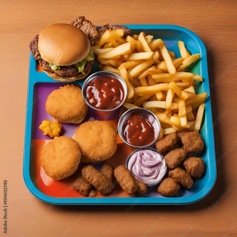 Fototapeta premium hamburger and fries
