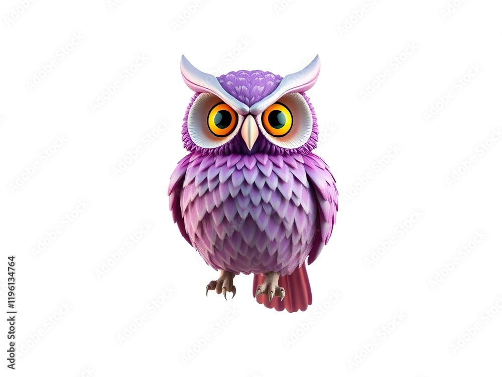 Obraz premium Happy cute owl cartoon 3d rendering illustration