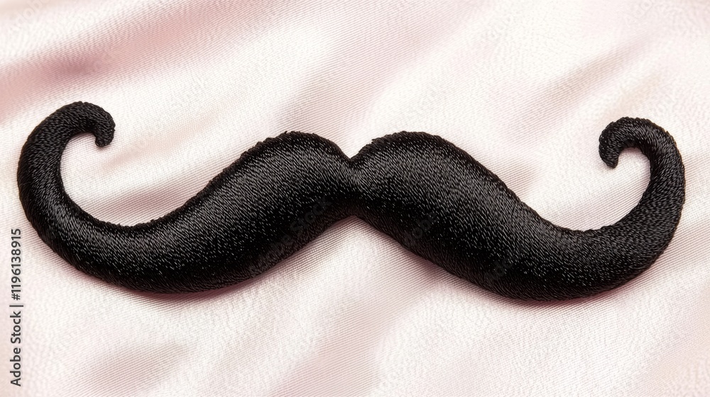 Fototapeta premium Curly Black Mustache Resting on Silky Background for Creative Projects and Designs