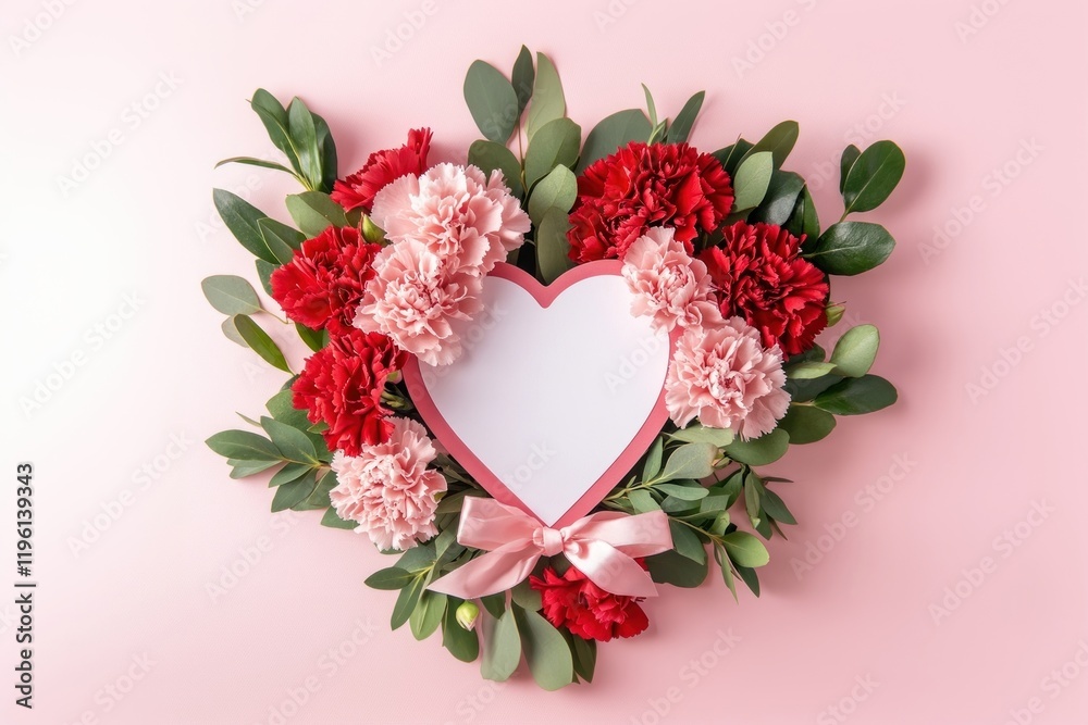 Roses and carnations heart-shaped background flowers. Roses and carnations heart-shaped background flowers.