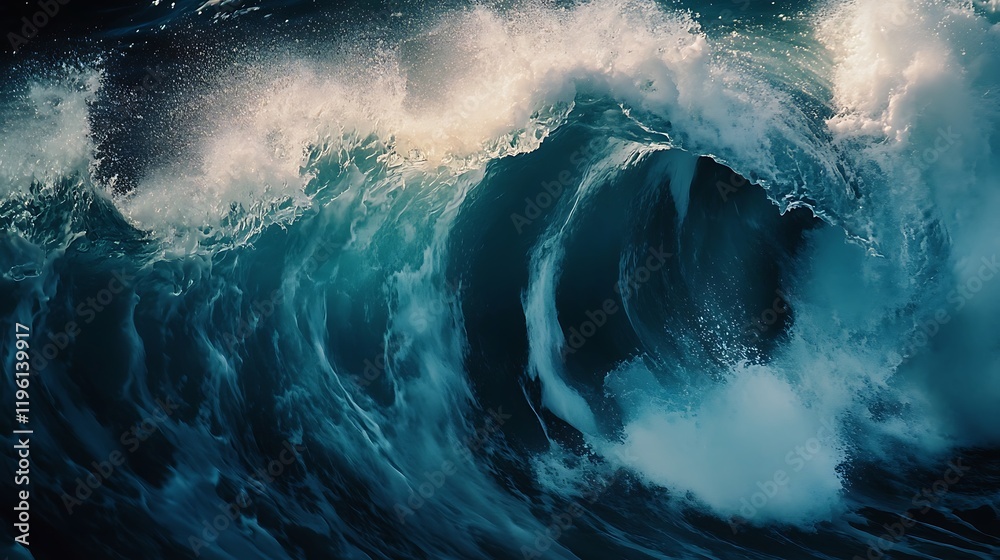 A powerful ocean wave crashing, showcasing the beauty and force of nature. A powerful ocean wave crashing, showcasing the beauty and force of nature.