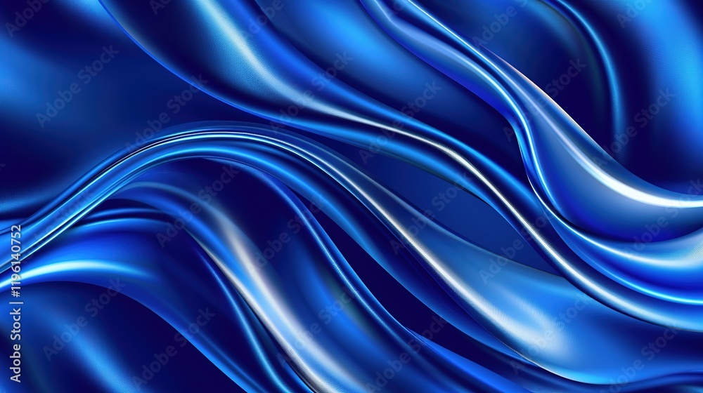 Obraz premium Sleek and smooth silk satin fabric in a rich navy blue color, presented against an abstract dark and elegant background that offers ample space for design. This fabric exudes a sense of sophistication