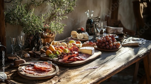 Rustic Mediterranean Feast: A Table Set for a Bountiful Gathering