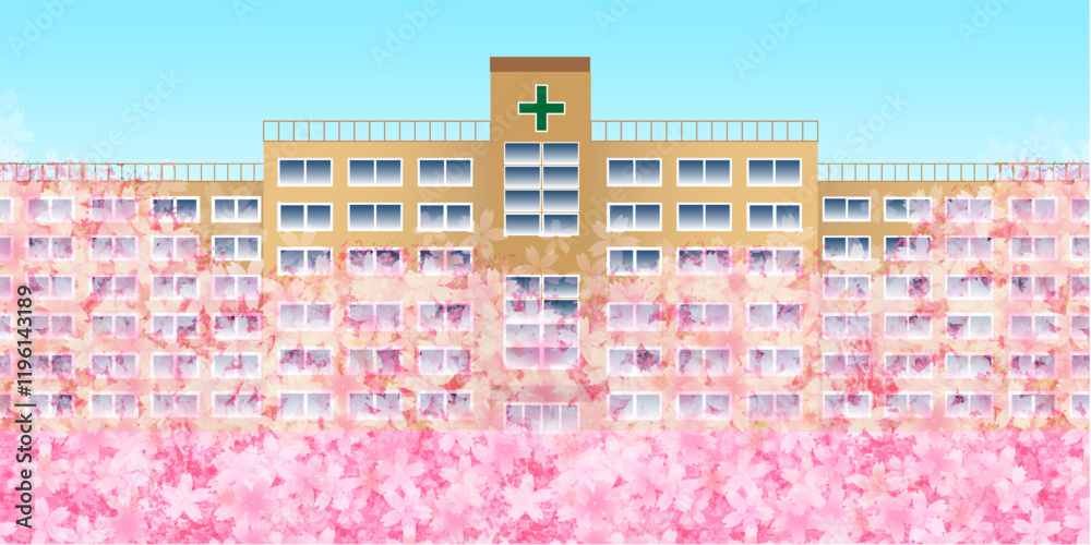 Obraz premium 桜 病院 春 背景