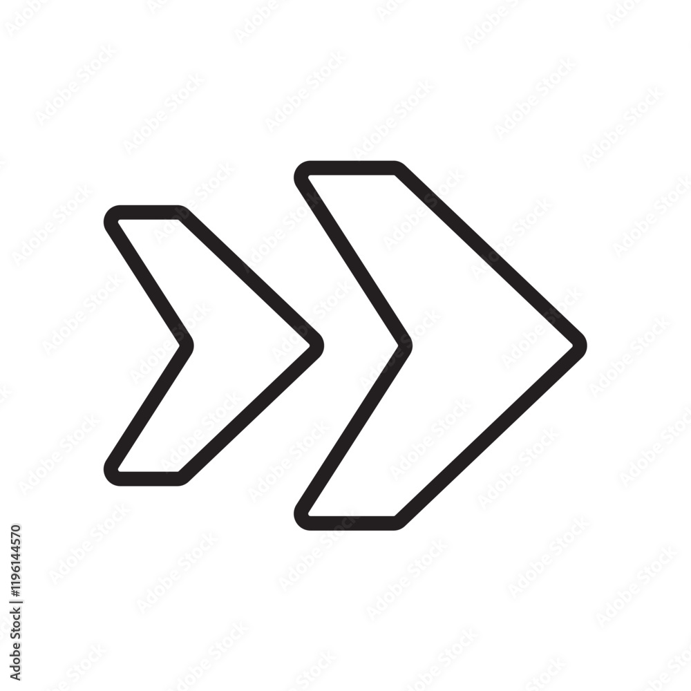 right arrow icon, line vector isolated on white background. trendy and modern design right arrow icon, line vector isolated on white background. trendy and modern design