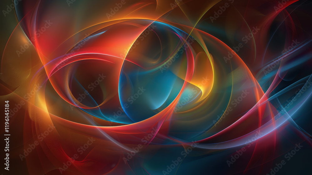Colorful abstract design with flowing shapes and vibrant hues, creating dynamic and energetic visual experience. interplay of light and color evokes sense of movement and creativity Colorful abstract design with flowing shapes and vibrant hues, creating dynamic and energetic visual experience. interplay of light and color evokes sense of movement and creativity