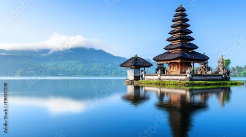 Serene Balinese Temple on Lake