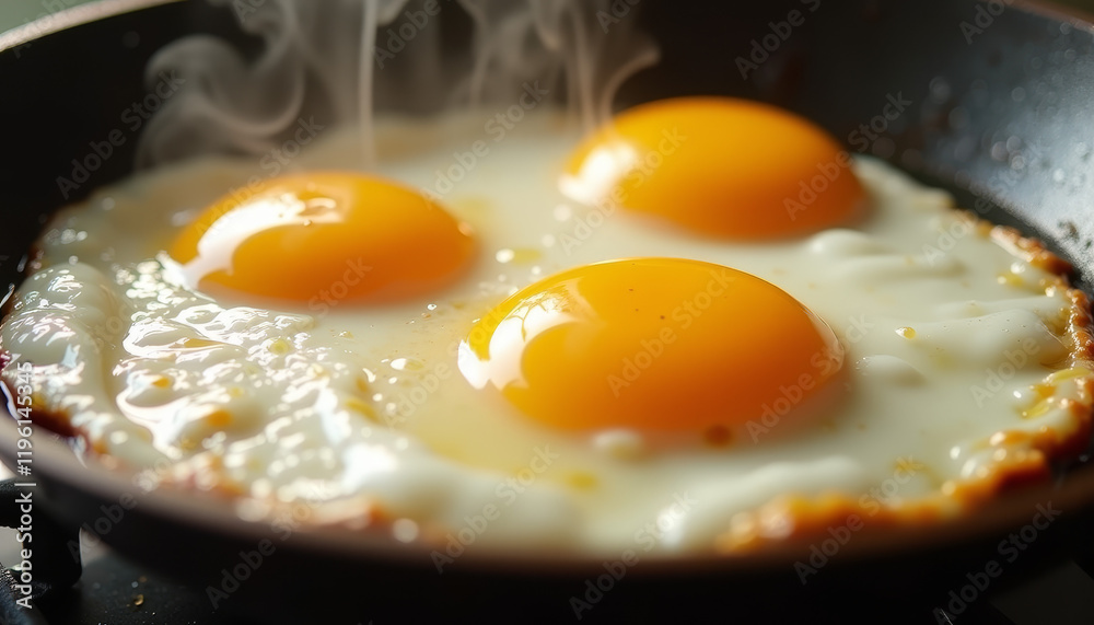 Frying Eggs in Pan with Steam Frying Eggs in Pan with Steam