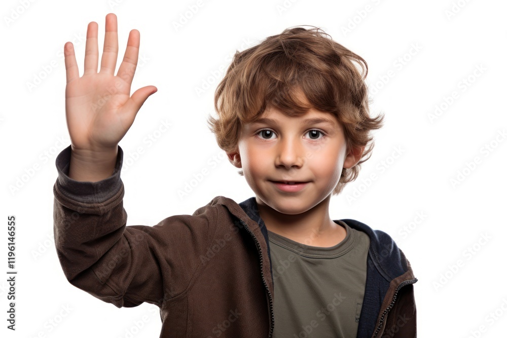 Young Boy Raising Hand hand portrait child. Young Boy Raising Hand hand portrait child.