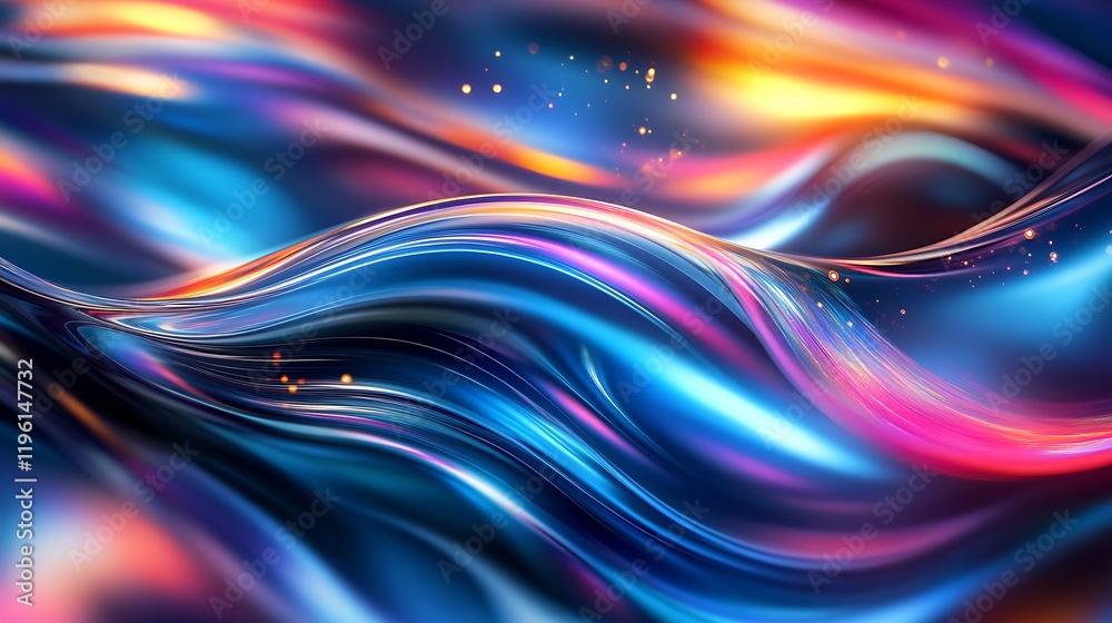 A vibrant abstract wave pattern showcasing fluid motion and colorful light reflections. A vibrant abstract wave pattern showcasing fluid motion and colorful light reflections.