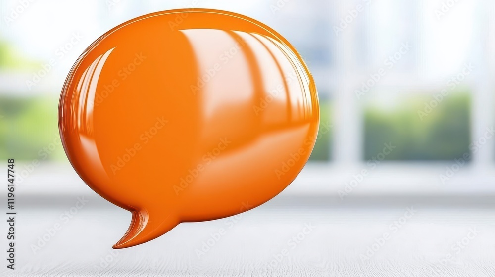 Glossy Orange Speech Bubble 3D Render Communication Concept Modern Design Element Glossy Orange Speech Bubble 3D Render Communication Concept Modern Design Element