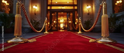 Obraz na płótnie Entrance hall with red carpet and golden ropes. w salonie