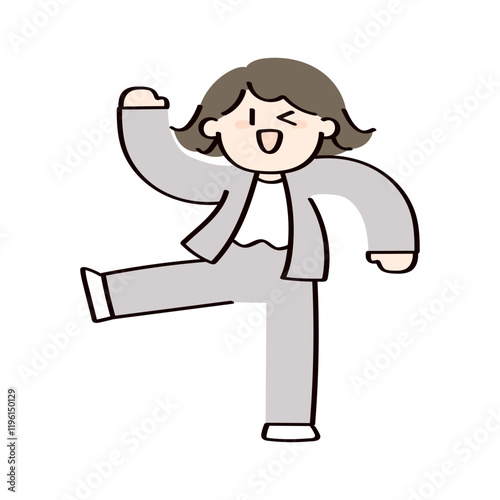 ご機嫌なスーツの女性のイラスト