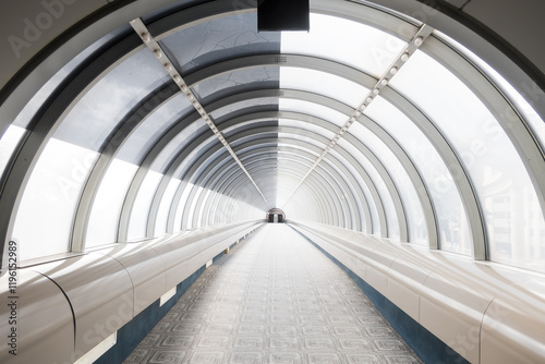 Interior view of cross over bridge in Detroit dontown. photo