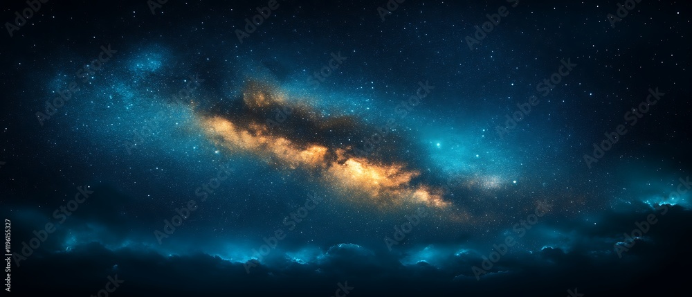 Fototapeta premium Cosmic Nebula over Dark Clouds.