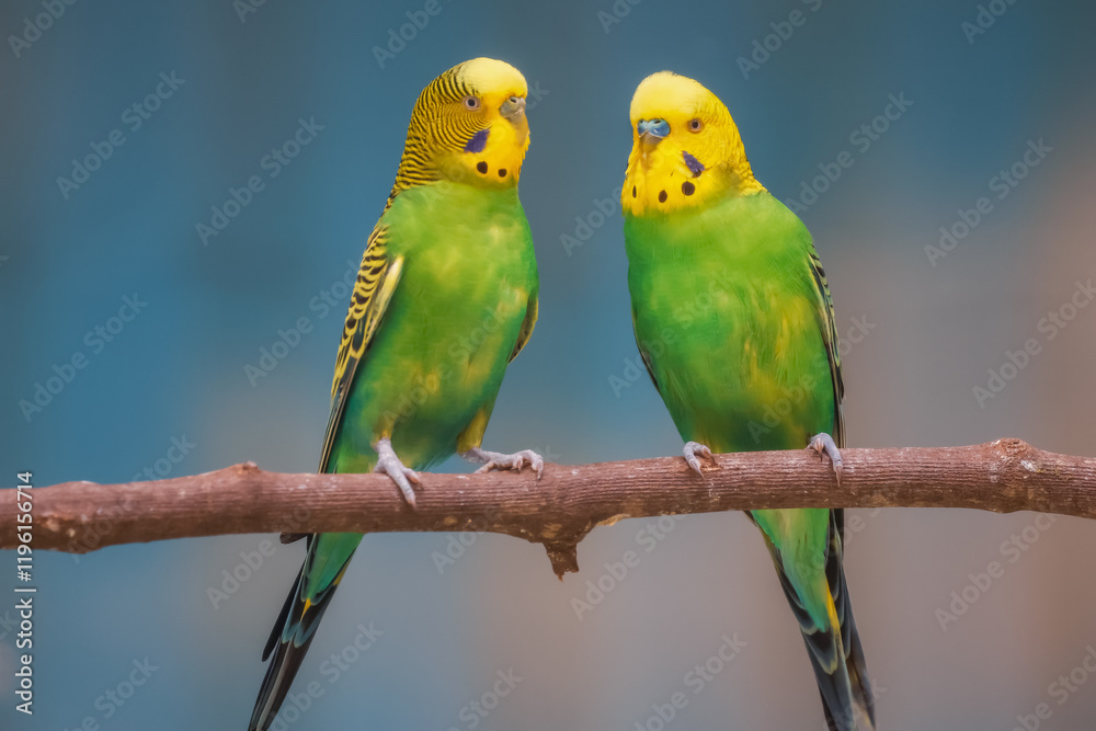 Obraz premium Two colorful love birds on tree branch