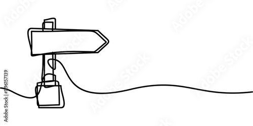 continuous line drawing road sign symbol. abstract line art illustration