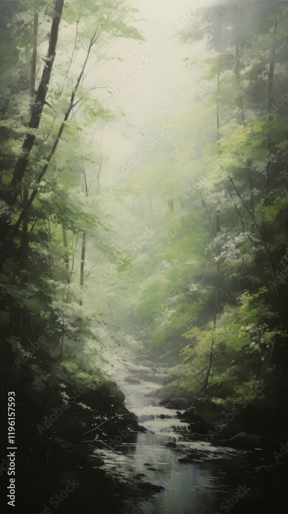 Obraz premium Spring forest landscape outdoors.