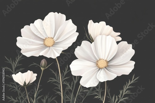 Cosmos flowers illustration petals art. photo