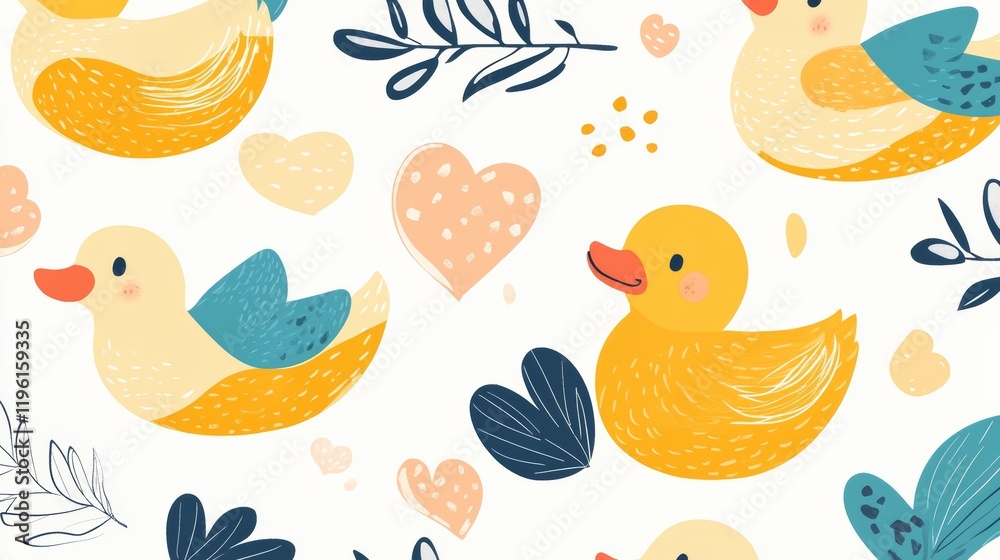 duck seamless pattern rubber duck shower bathroom toy bird chicken vector pet scarf isolated cartoon animal tile wallpaper repeat background illustration doodle design duck seamless pattern rubber duck shower bathroom toy bird chicken vector pet scarf isolated cartoon animal tile wallpaper repeat background illustration doodle design