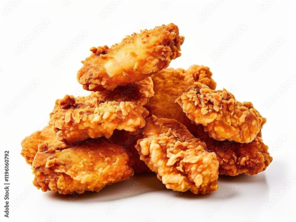 the AI Image Generator, Crunchy Fried Chicken Nuggets on a White Plate the AI Image Generator, Crunchy Fried Chicken Nuggets on a White Plate