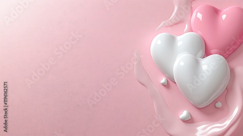 Pink and White Hearts Resting on a Pink Surface