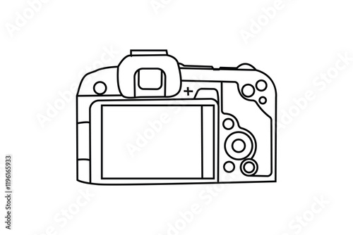 single line art photography camera outline flat vector