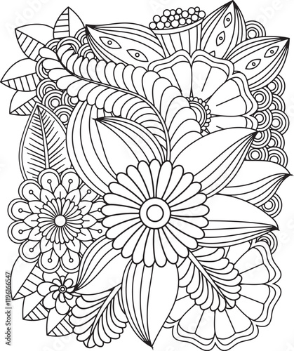 Zentangle Flowers Coloring Pages