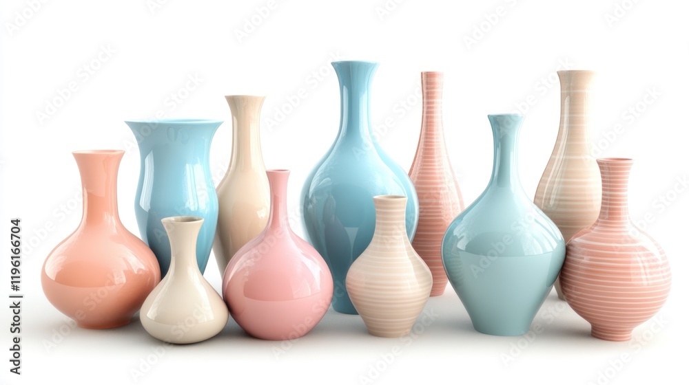 Collection of Vases in Pastel Colors Collection of Vases in Pastel Colors