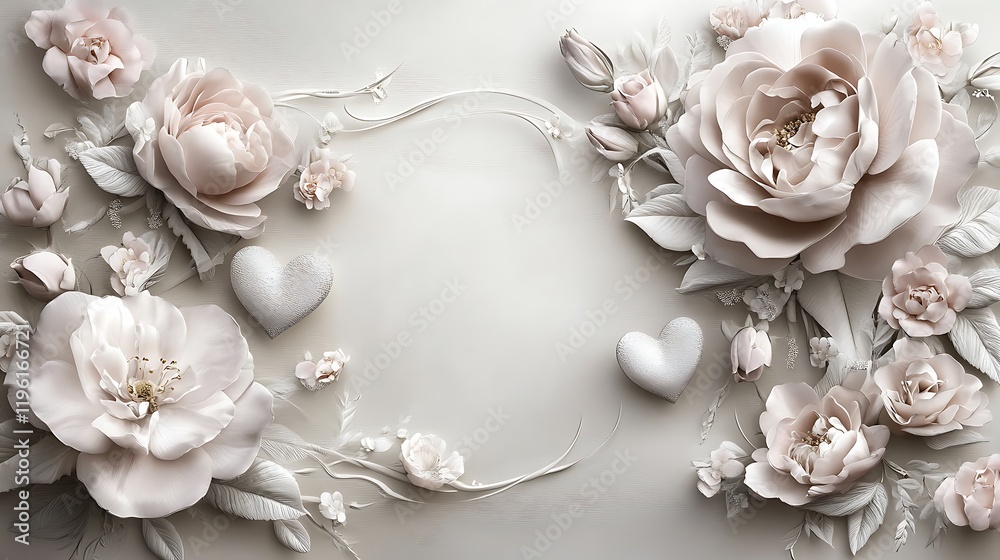 Elegant Pastel Roses and Hearts Design Elegant Pastel Roses and Hearts Design