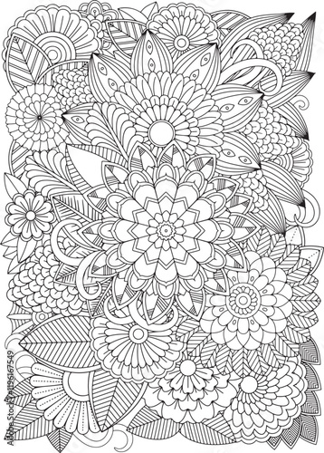 Zentangle Flowers Coloring Pages