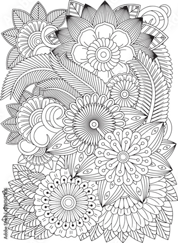 Zentangle Flowers Coloring Pages