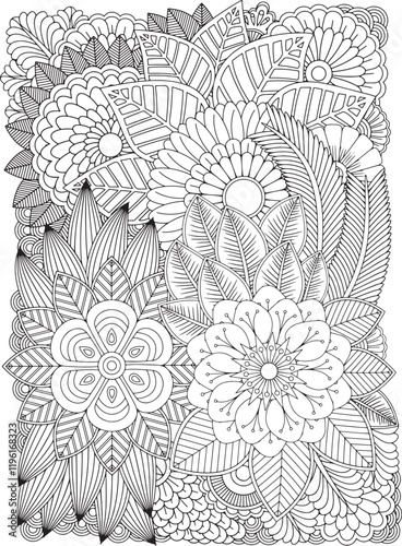 Zentangle Flowers Coloring Pages