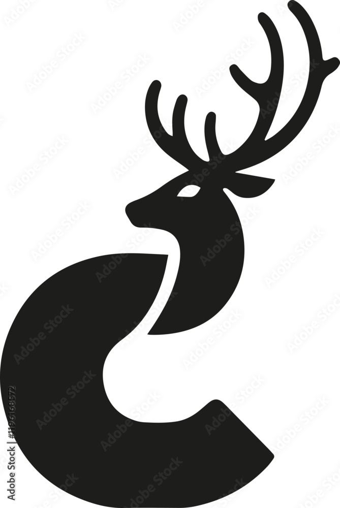 Deer Logo Vector Design with Letter A, B, C – Modern and Minimalist Deer Logo Vector Design with Letter A, B, C – Modern and Minimalist