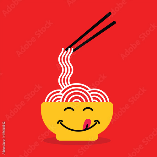 yummy food icon like bowl of noodle emoji.