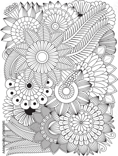 Zentangle Flowers Coloring Pages