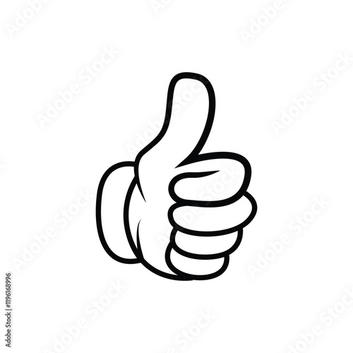 black thin line thumb up finger icon.