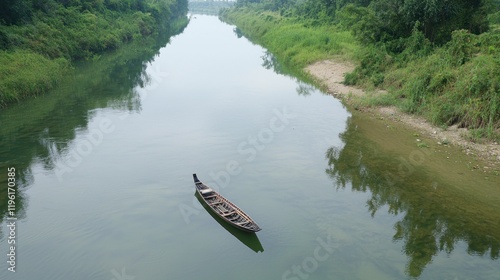 Wallpaper Mural Tranquil River Scene with Boat Torontodigital.ca