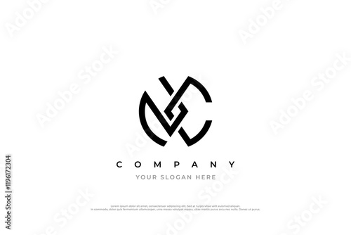 Letter NC Monogram Logo Design