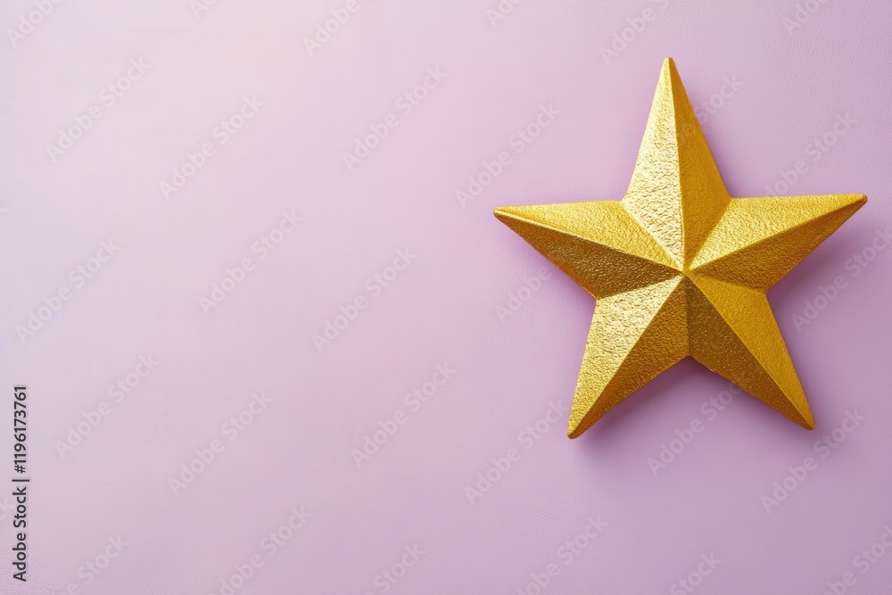 Obraz premium decorative golden star placed on smooth lavender background with subtle shadows