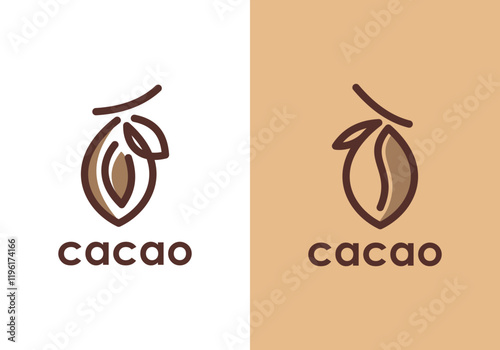 Simple natural cocoa logo design vector template with line design style