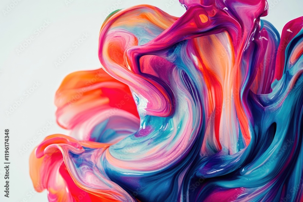 Obraz premium dynamic abstract layout featuring vibrant colors and flowing organic shapes on clean white background with generous
