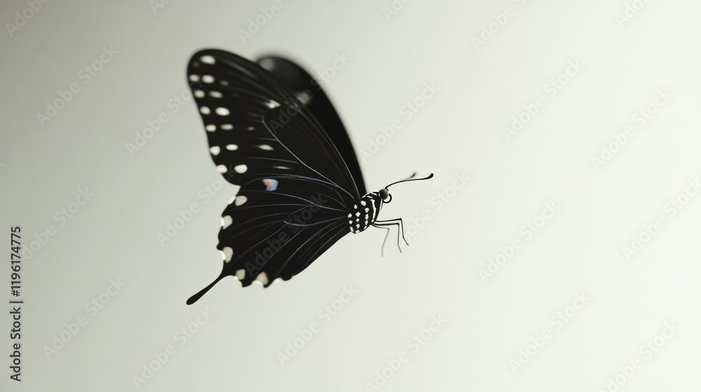Obraz premium Black and White Butterfly in Flight
