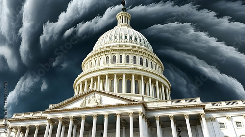Storm Clouds Over the US Capitol Building, Washington DC, dome, architecture, government, politics
