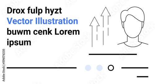 Abstract human outline, three upward arrows, and text blocks in blue and black. Emphasizes growth, modern design, and simplicity. Ideal for presentations, business, technology, and education themes