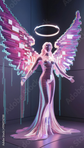 Futuristic Angel of Light A Vision of Ethereal Elegance photo