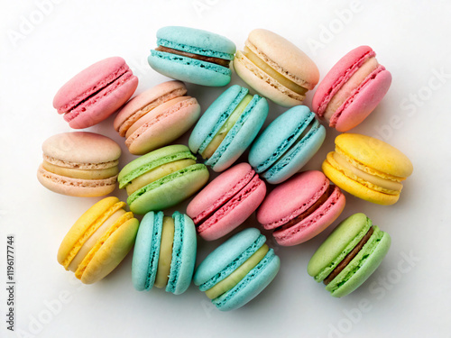 Wallpaper Mural colorful macaroons. dessert, macaroon, food, macaron, french, sweet, cake, colorful, macaroons, biscuit, snack, macarons, cookie, white, isolated, delicious, pink, green, traditional, france, cookies, Torontodigital.ca
