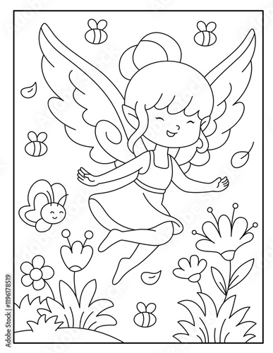 Beautiful fairy coloring pages for kids